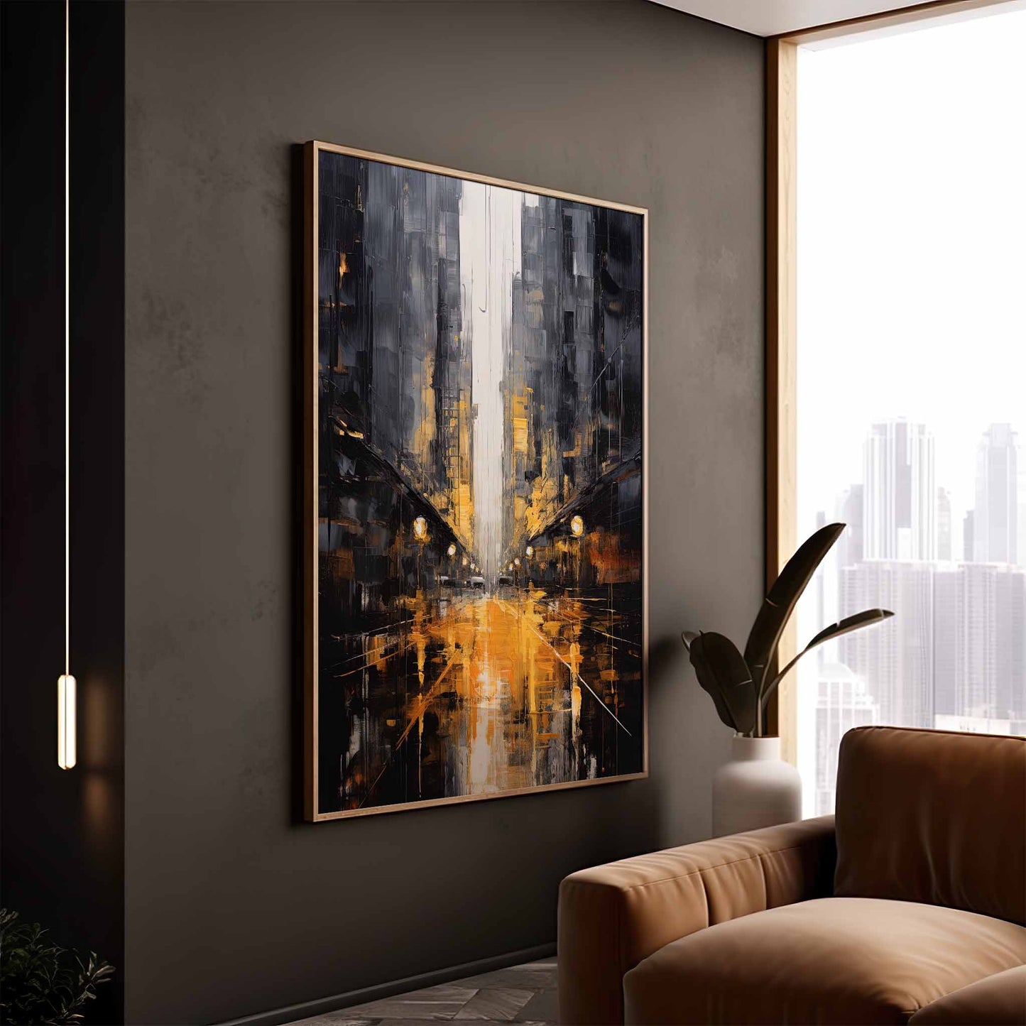 Dramatic City Streetscape Painting