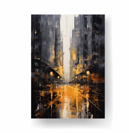 Dramatic City Streetscape Painting